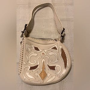 Vintage Fendi White Abstract Crocodile Inlay Shoulder Bag